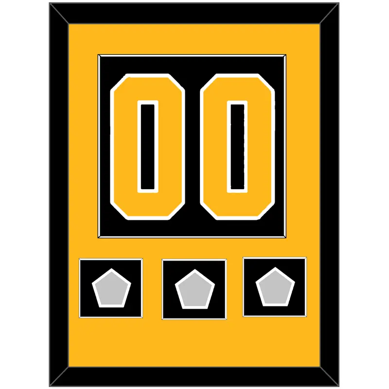 Pittsburgh Number (Back) & 3 Stanley Cup Champions Patches - Home Black - Single Mat 2