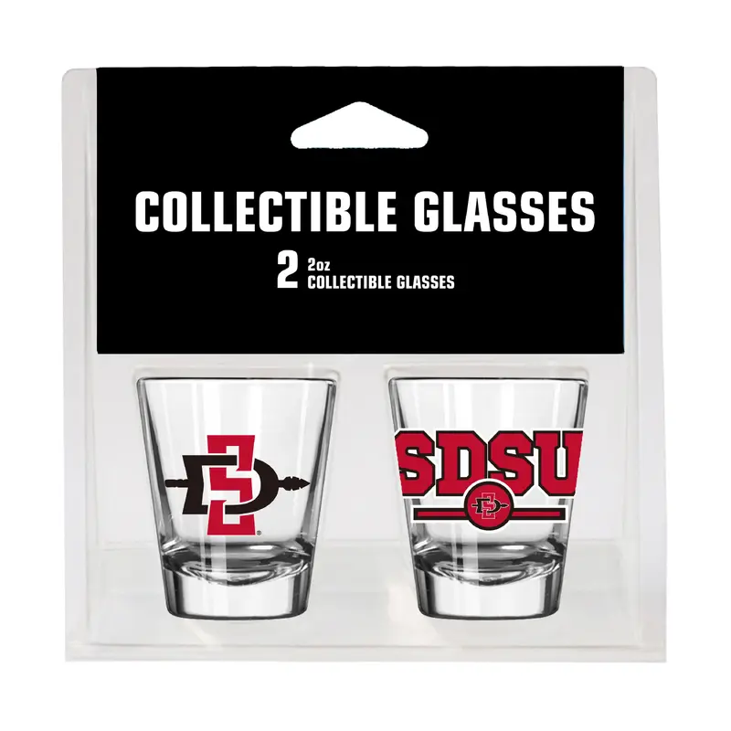 San Diego State Campus Colors 2oz Letterman Shot Glass 2 Pack