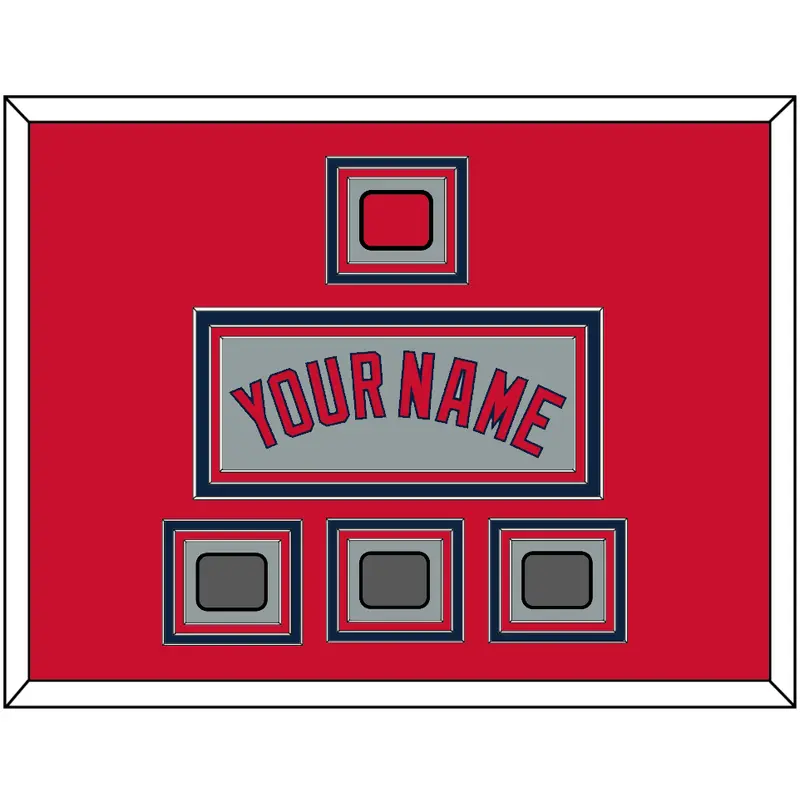 Boston Name, Logo Patch & Three World Series Jersey Patches - Road Gray - Triple Mat 2