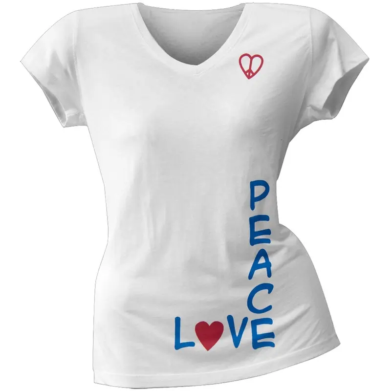2 Love - Alyssa Milano's Peace Love Intersect Junior's V-Neck T-Shirt