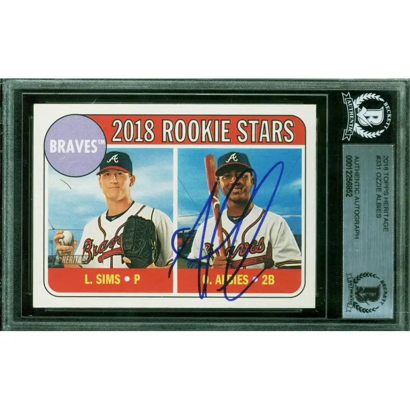 Braves Ozzie Albies Authentic Signed 2018 Topps Heritage #331 Card BAS Slabbed