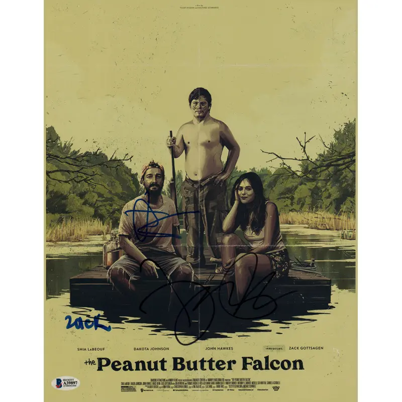 Peanut Butter Falcon (3) LaBeouf, Johnson & Gottsagen Signed 11x14 Photo BAS