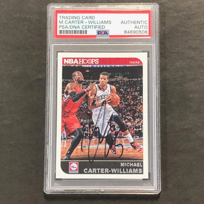 2014-15 NBA Hoops #74 Michael Carter-Williams Signed Card AUTO PSA Slabbed 76ers