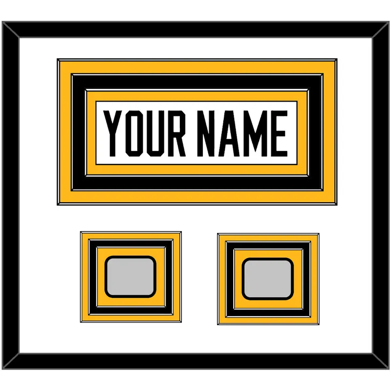 Pittsburgh Nameplate & 2 Stanley Cup Finals Patches - Road White - Triple Mat 1
