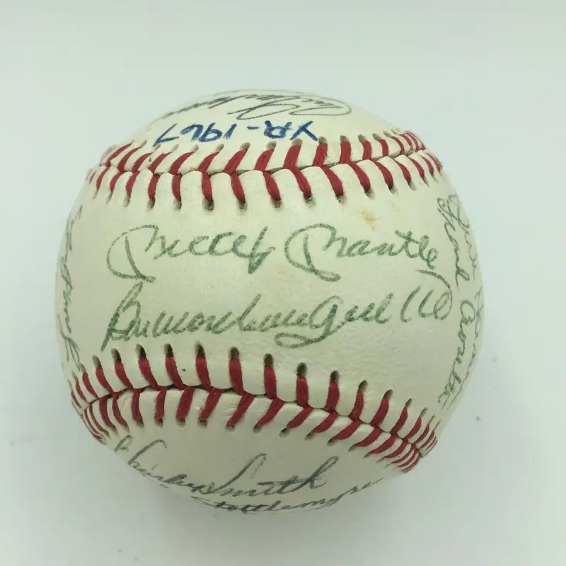 Beautiful 1967 New York Yankees Team Signed Baseball With Mickey Mantle JSA COA