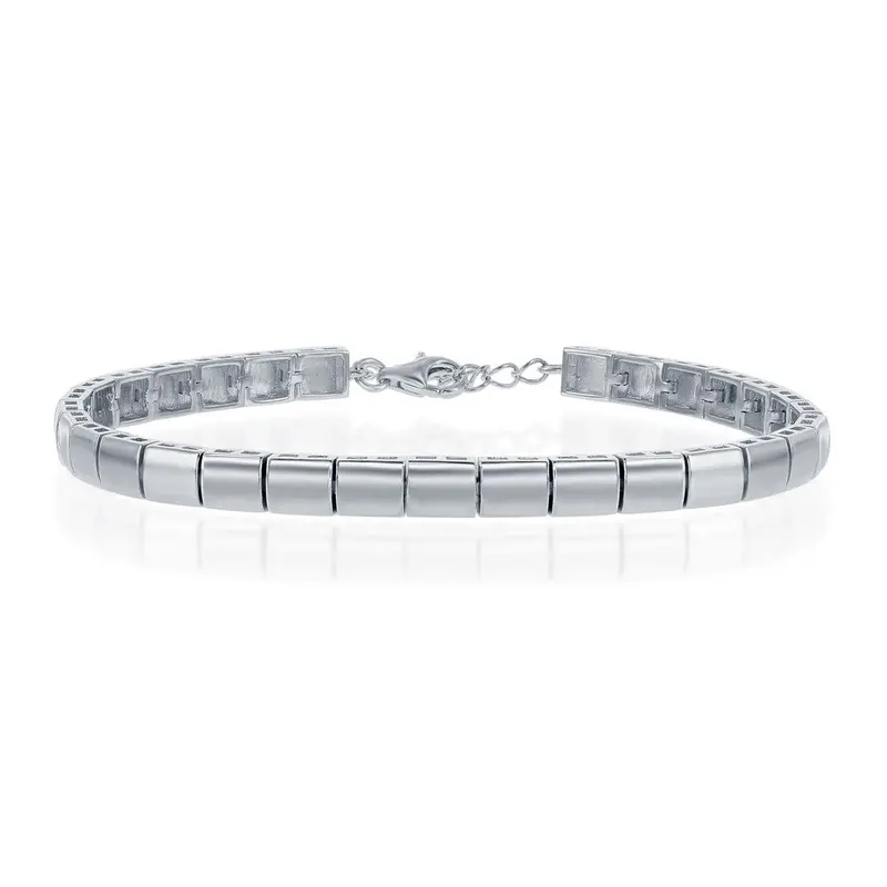 Sterling Silver Linked Flat Rectangle Bracelet