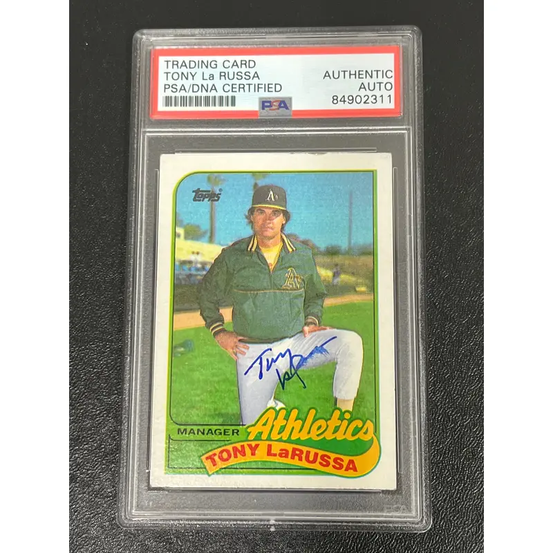 1989 Topps #224 Tony La Russa Signed Card Auto PSA Slabbed Oakland Athletics