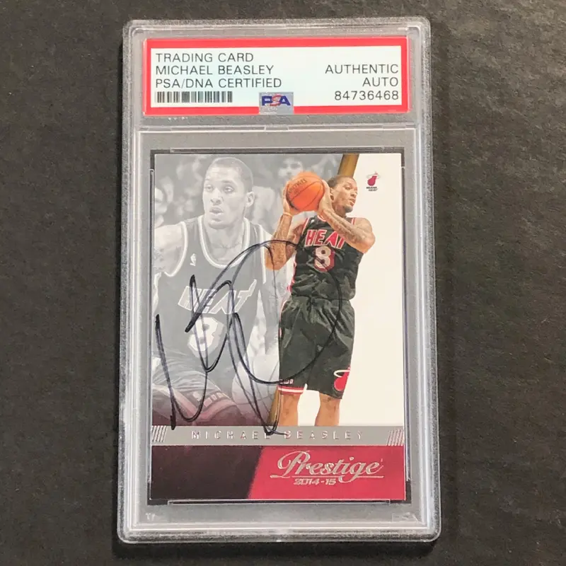 2014-15 Panini Prestige #160 Michael Beasley Signed Card AUTO PSA Slabbed Heat
