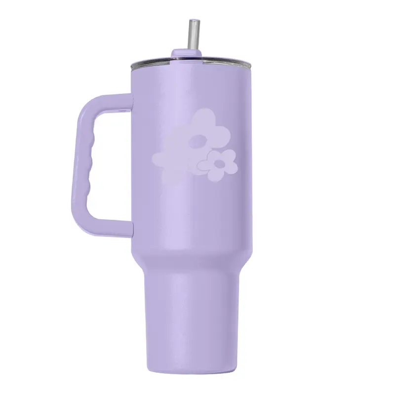 Spring 40oz Tonal Colorful Flower Trio Lavender Powder Coat Tumbler