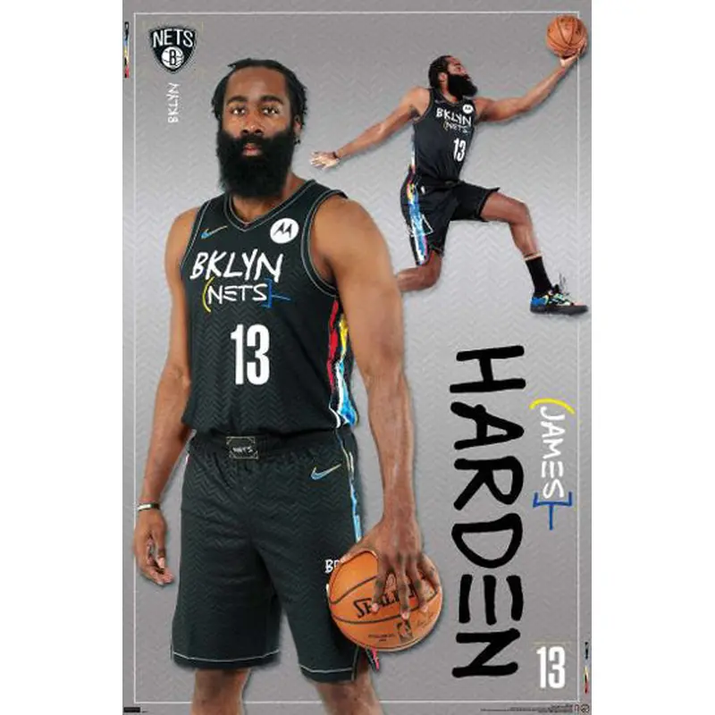 James Harden "Brooklyn Bomber" Brooklyn Nets NBA Basketball Action Poster - Trends 2021