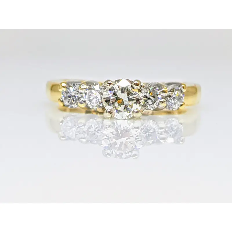 14K .68 CARAT TOTAL WEIGHT VS1 I DIAMOND ROUND (5) ESTATE RING 3.8 GRAMS