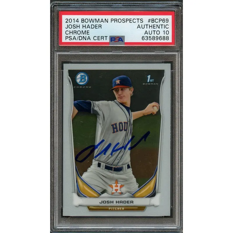 2014 Bowman Chrome #BCP69 Josh Hader Signed Card PSA Slabbed Auto 10