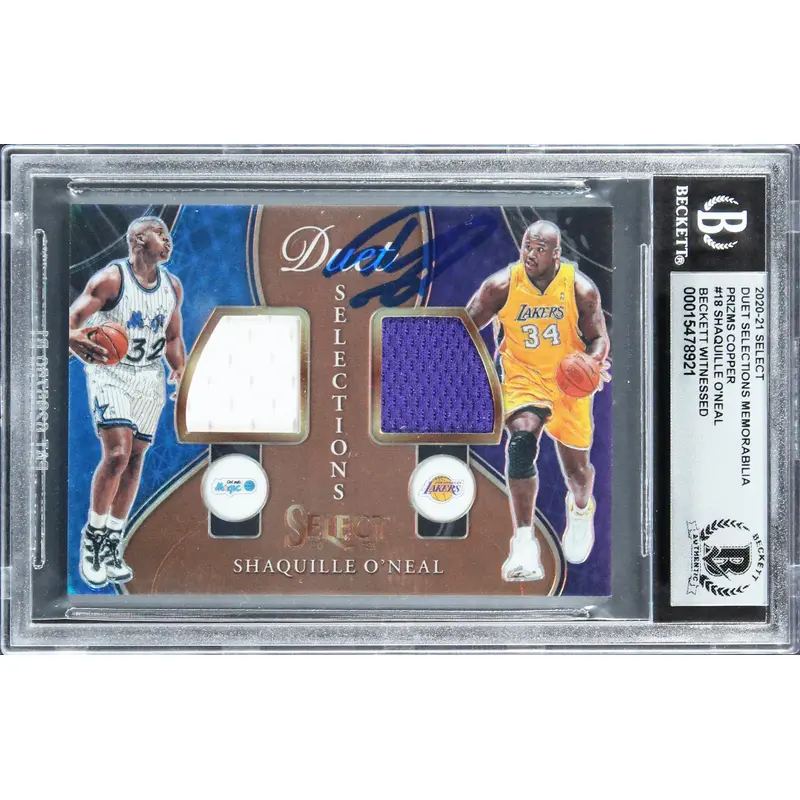 Shaquille O'Neal Signed 2020 Select Duet Copper #18 36/49 Card Auto 10 BAS Slab