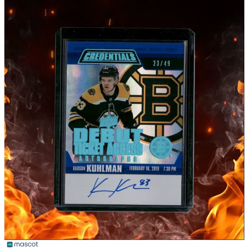 2019-20 Upper Deck Credentials Karson Kuhlman Debut Ticket Blue Rookie Auto