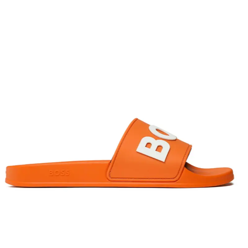 HUGO BOSS MENS SANDALS ORANGE KIRK SLID RBLG 50488911829