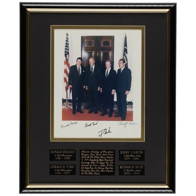 President Ronald Reagan Richard Nixon Gerald Ford Jimmy Carter Signed Photo BAS