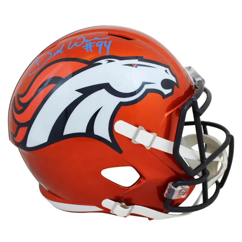 Broncos DeMarcus Ware Signed Flash Full Size Speed Rep Helmet BAS Witnessed