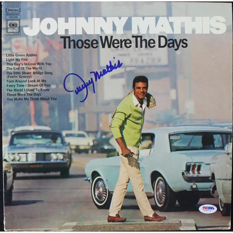 Johnny Mathis Those Were The Days Signed Album Cover W/ Vinyl PSA/DNA #V16072