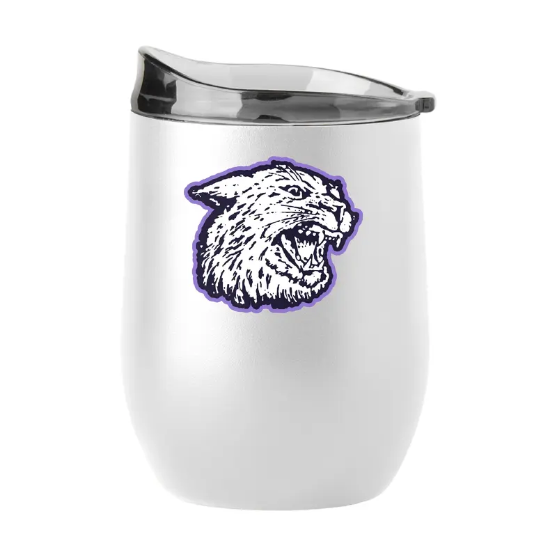 KSU Wildcats 16oz Throwback Logo White Powder Coat Curved Beverage