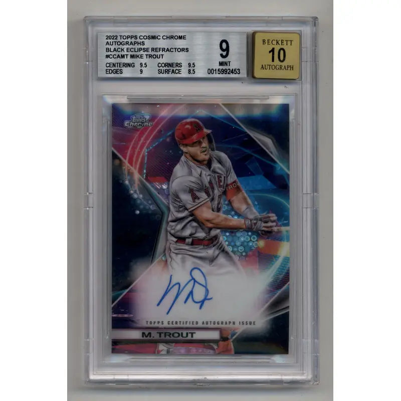 Mike Trout 2022 Cosmic Chrome Black Eclipse Refractor 08/10 BGS 9 Mint