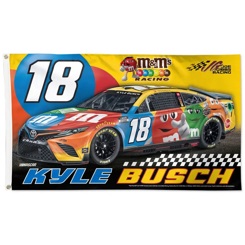 Kyle Busch M&Ms #18 Official NASCAR Deluxe-Edition 3'x5' Banner Flag - Wincraft 2022