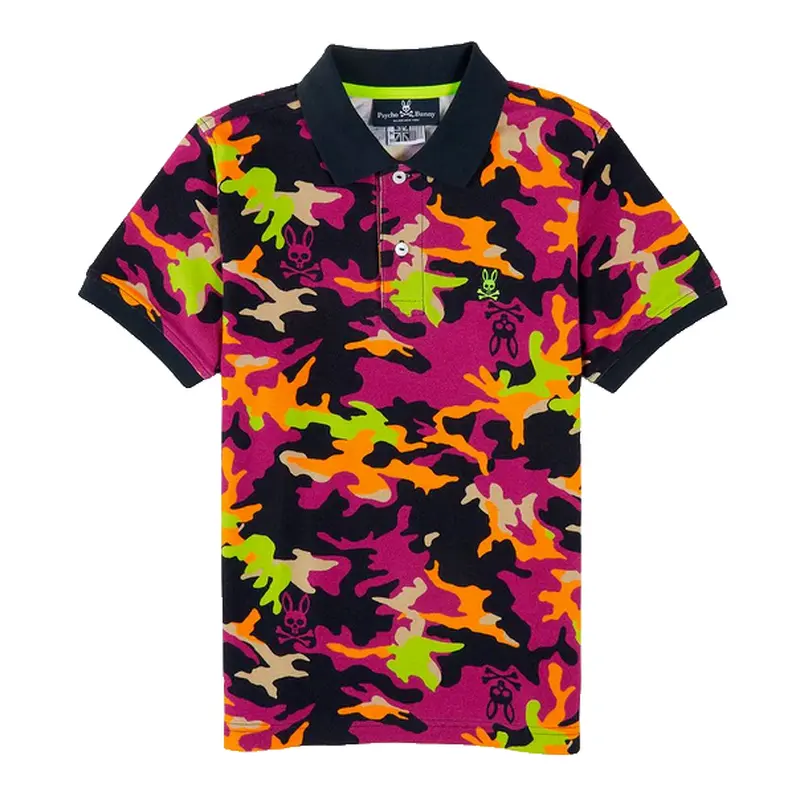 PSYCHO BUNNY POLO MULTICOLOR PSYCHO BUNNY KIDS B0K943U1PC BLK