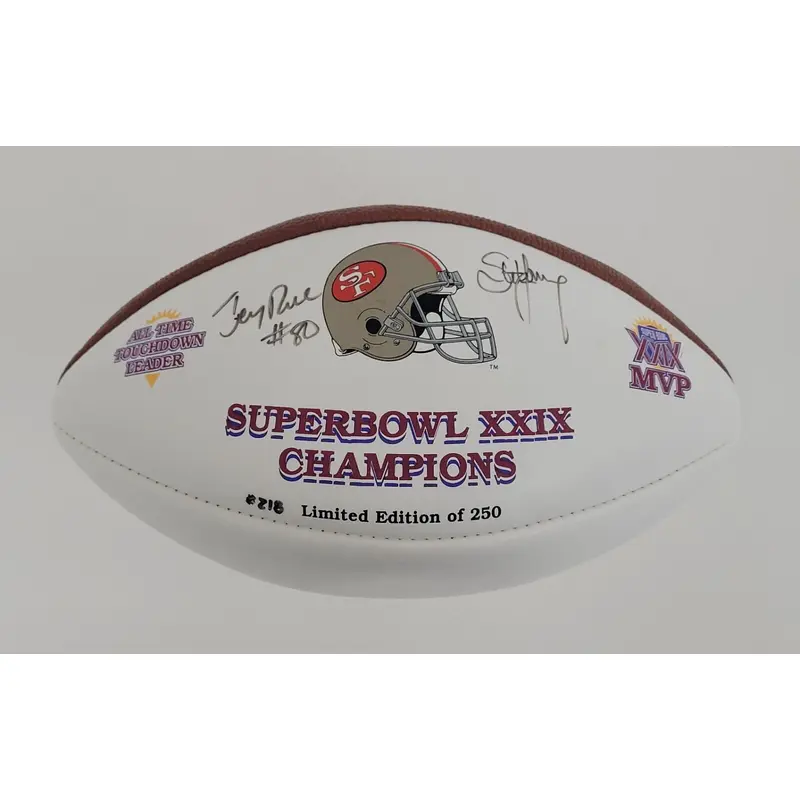 Jerry Rice & Steve Young Signed San Francisco 49ers Super Bowl XXIX Football BAS
