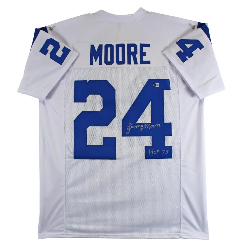 Lenny Moore "HOF 75" Authentic Signed White Pro Style Jersey Autographed BAS Wit