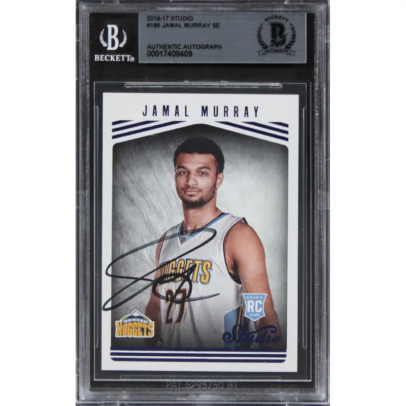 Nuggets Jamal Murray Authentic Signed 2016 Studio #186 Rookie Card BAS Slabbed