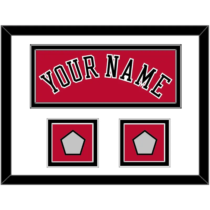 Chicago Name & 2 Champions Patches - Road Red (1986-2017) - Double Mat 1