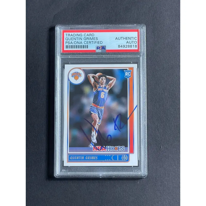 2021-22 NBA Hoops #206 Quentin Grimes Signed Card PSA Slabbed Knicks