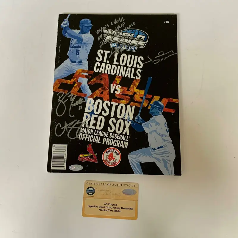 David Ortiz "2004 W.S. Champs MVP Reverse The Curse" Signed Program Steiner COA