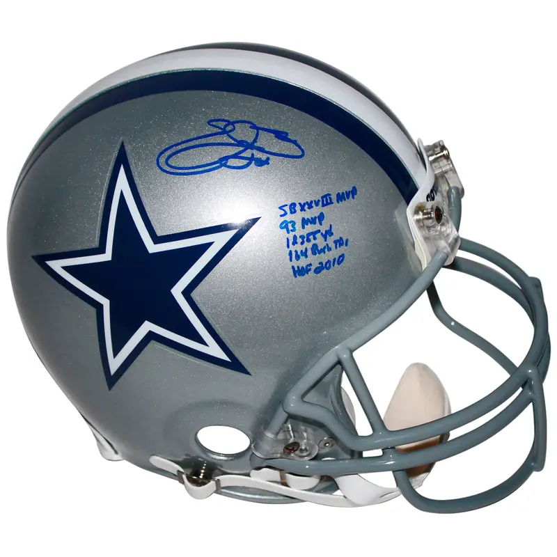 Cowboys Emmitt Smith "Stat" Signed Proline Full Size Helmet BAS Witnessed