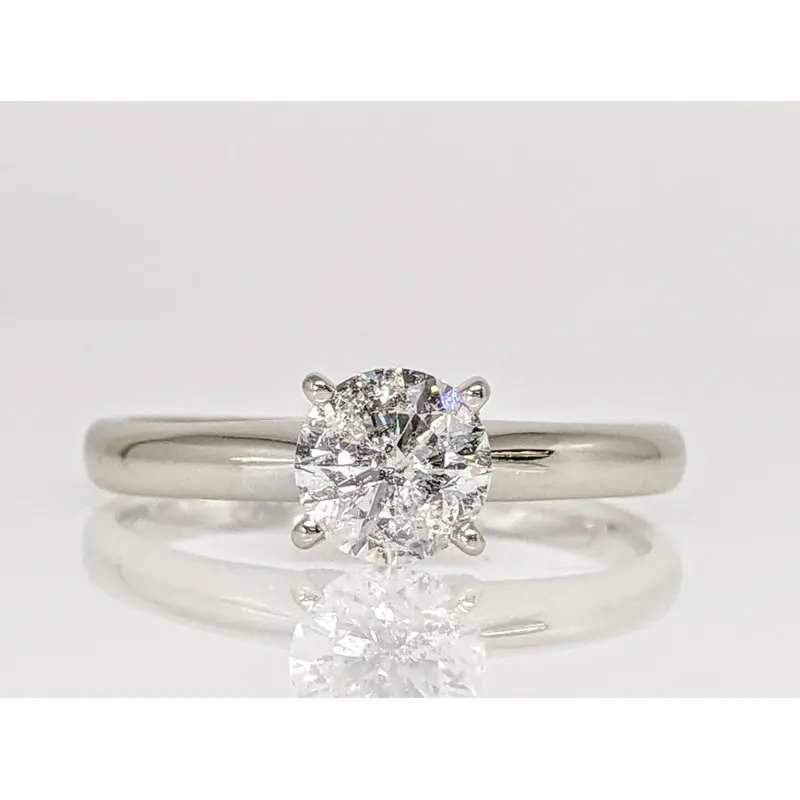 14K WHITE .79 CARAT TOTAL WEIGHT I2 F DIAMOND ROUND SOLITAIRE ESTATE RING 2.3 GRAMS