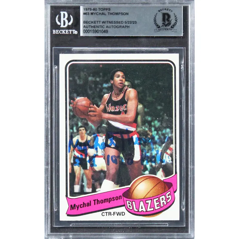 Blazers Mychal Thompson "#1 1978 Pick" Signed 1979 Topps #63 Card BAS Slabbed