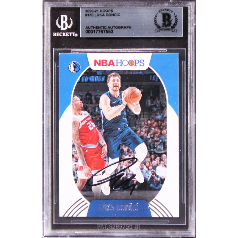 Mavericks Luka Doncic Authentic Signed 2020 Hoops #150 Card Autographed BAS Slab