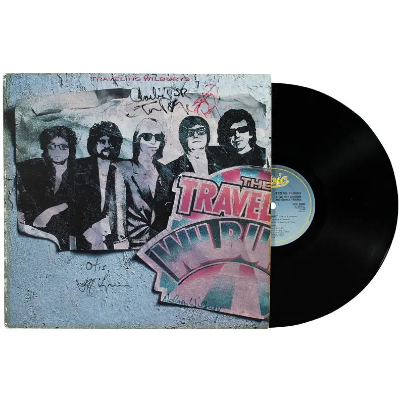 Traveling Wilburys (4) Petty, Orbison, Lynne & Harrison Signed Album Cover JSA