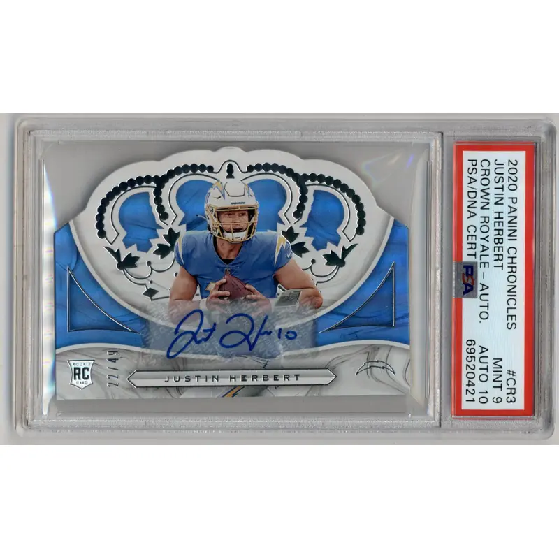 Justin Herbert 2020 Chronicles Crown Royale Auto PSA 9 Auto 10