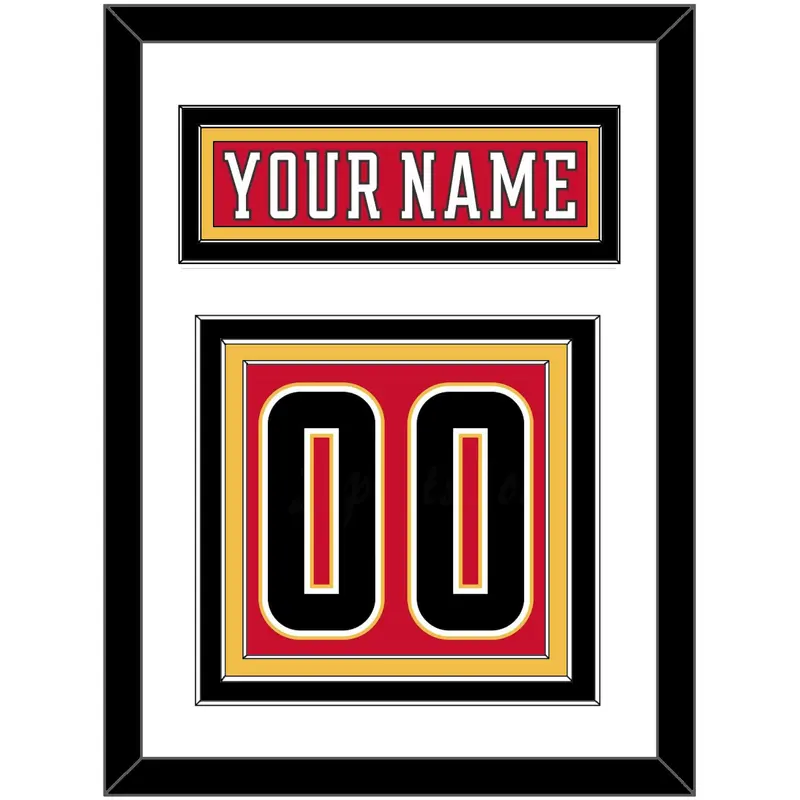 Calgary Nameplate & Number (Back) - Home Red (2017-2020) - Triple Mat 1