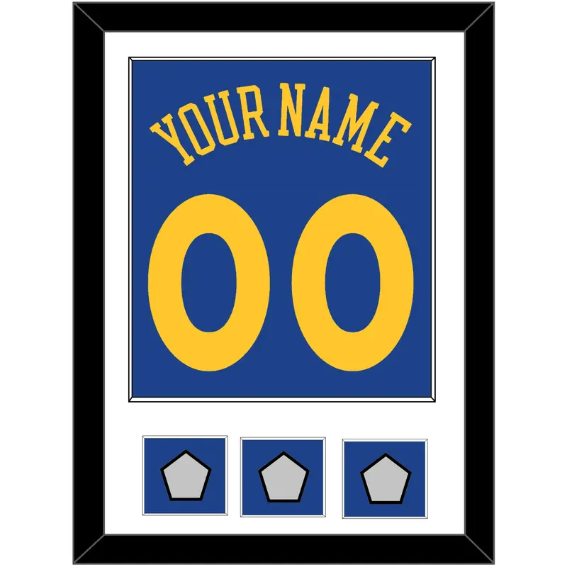 Golden State Name & Number With 3 Champions Patches - Road Blue (2010-2019) - Single Mat 1