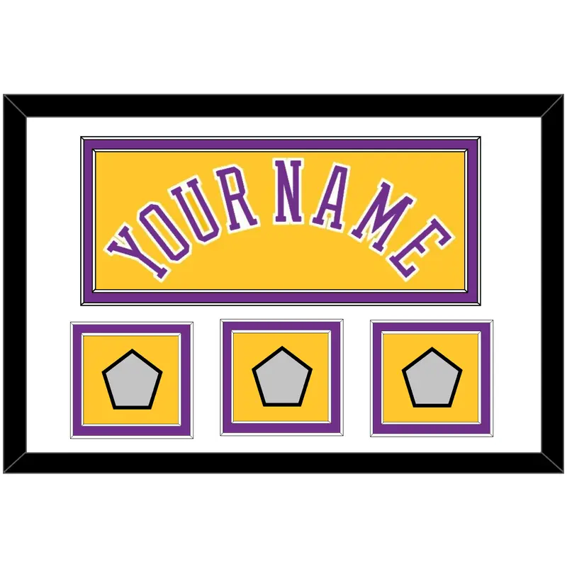 Los Angeles Name & 3 Trophy Patches - Home Yellow (1978-1997) - Double Mat 1