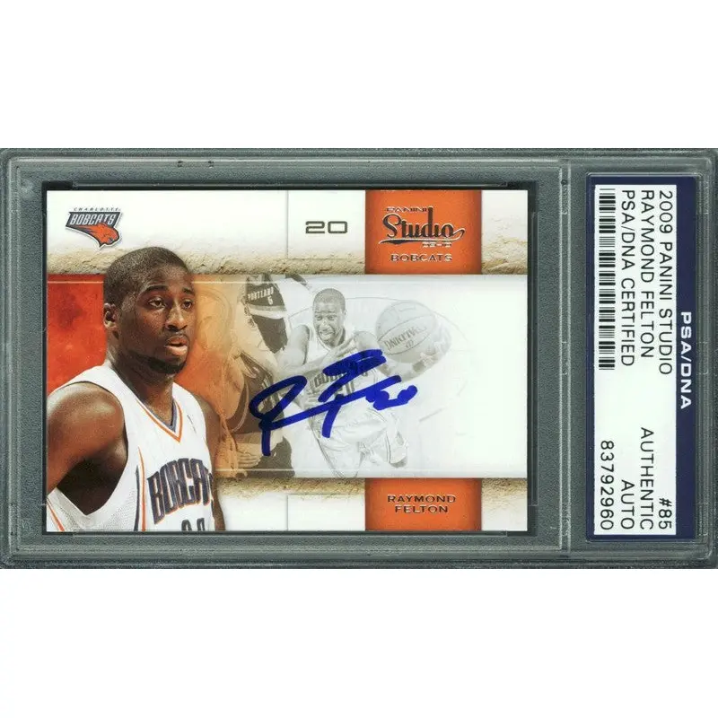 Bobcats Raymond Felton Authentic Signed Card 2009 Panini Studio #85 PSA Slabbed