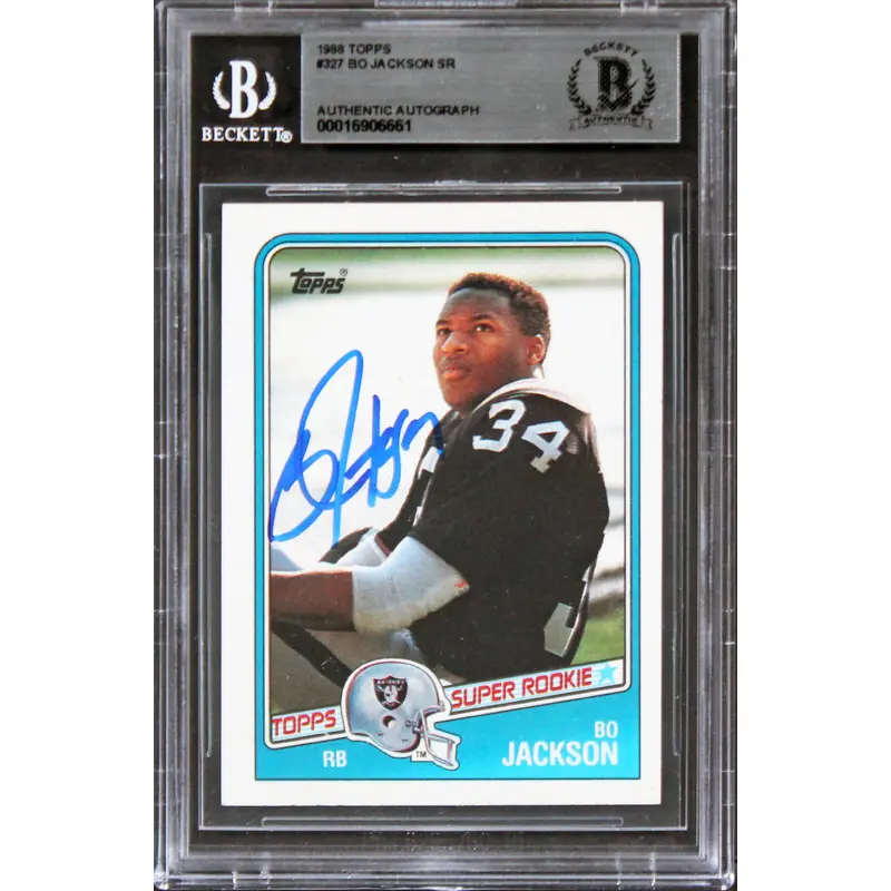 Raiders Bo Jackson Authentic Signed 1988 Topps #327 Rookie Card BAS Slabbed