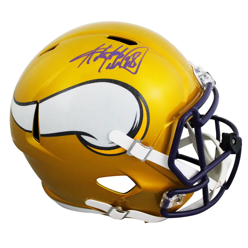 Vikings Adrian Peterson Signed Flash Full Size Speed Rep Helmet BAS Wit #WS10347