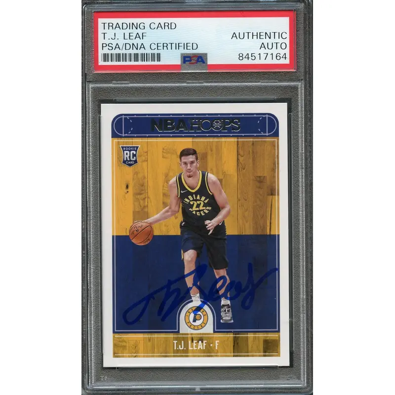 2017-18 NBA Hoops #268 TJ Leaf Signed Card AUTO PSA Slabbed RC Pacers