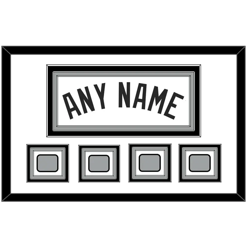 San Antonio Name With 4 Finals Patches - Home White (1989-2002) - Triple Mat 1