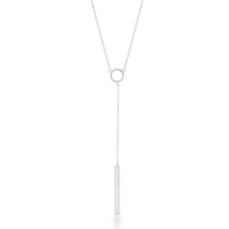 Sterling Silver Small Open Circle with Hanging Bar Necklace
