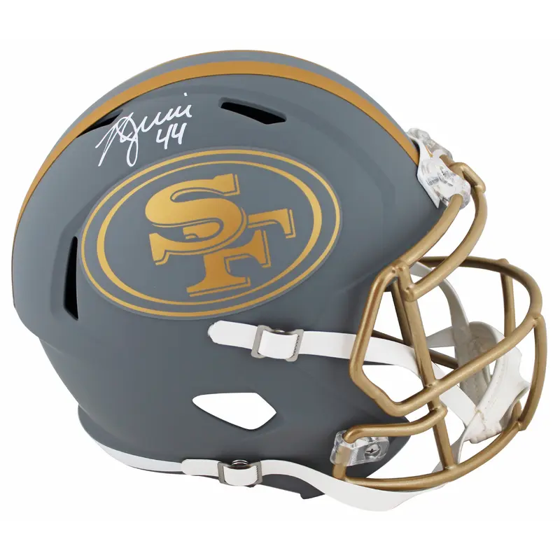49ers Kyle Juszczyk Signed Slate Full Size Speed Rep Helmet BAS Witnessed