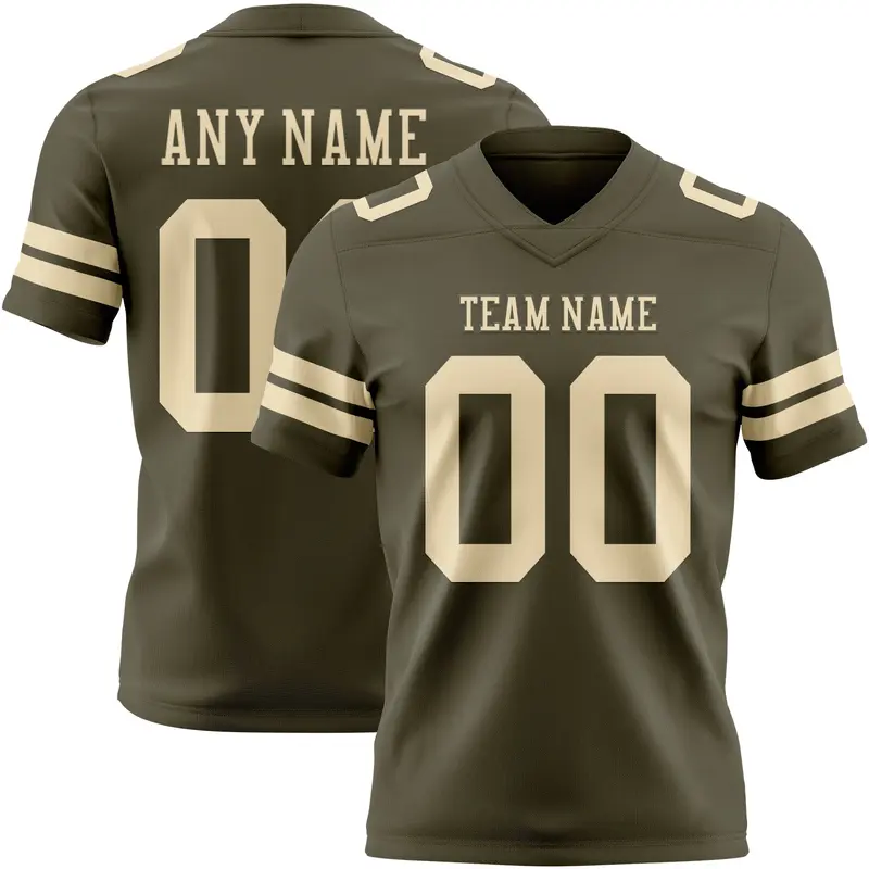 Custom Olive Cream Mesh Authentic Salute To Service Football Jersey