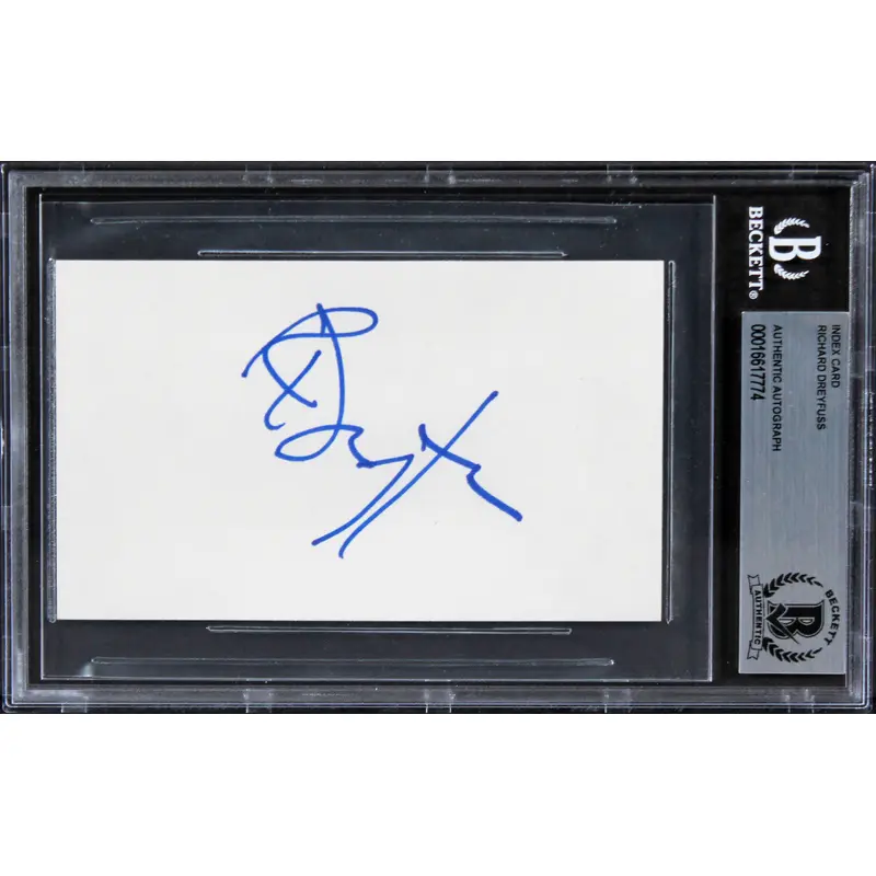 Richard Dreyfuss Jaws Authentic Signed 3x5 Index Card Autographed BAS Slabbed